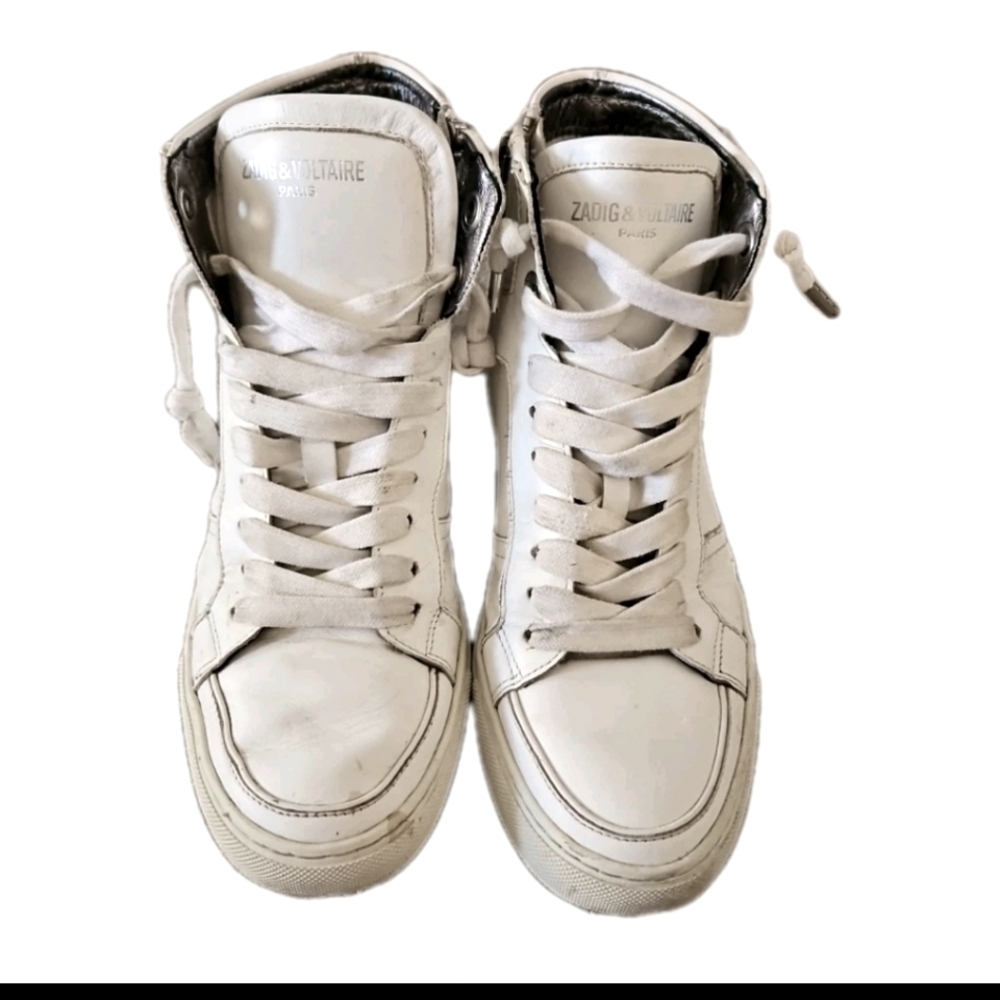 Zadig & Voltaire Womens White Leather ZV1747 High Flash Sneakers 37 - Picture 7 of 16
